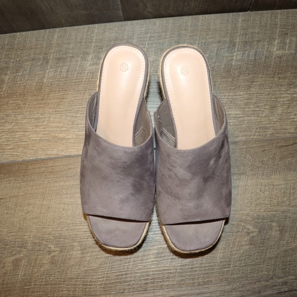 Lavender slide on espadrille shoes. Only worn once.